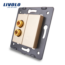 Livolo Gold Plastic Materials EU Tecla de función estándar para zócalo eléctrico de sonido C7-91A-13